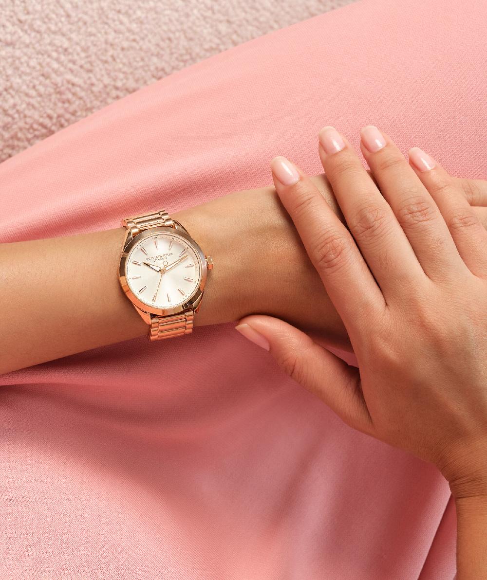 Olivia Burton 34mm Geo Ivory & Rose Gold Bracelet Watch