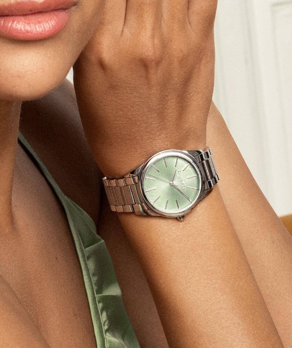 Olivia Burton 34mm Glowful Mint Green & Silver Bracelet Watch