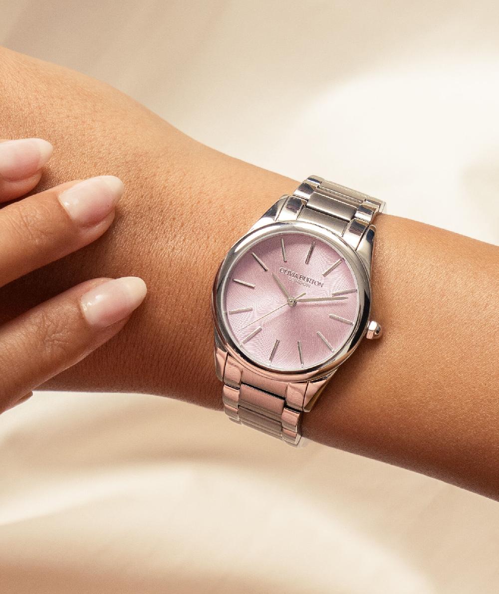 Olivia Burton 34mm Glowful Pale Lavender & Silver Bracelet Watch