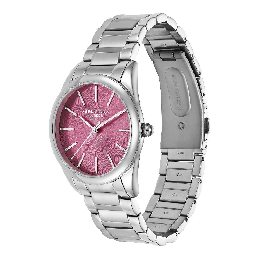 Olivia Burton 34mm Glowful Pink Crush & Silver Bracelet Watch