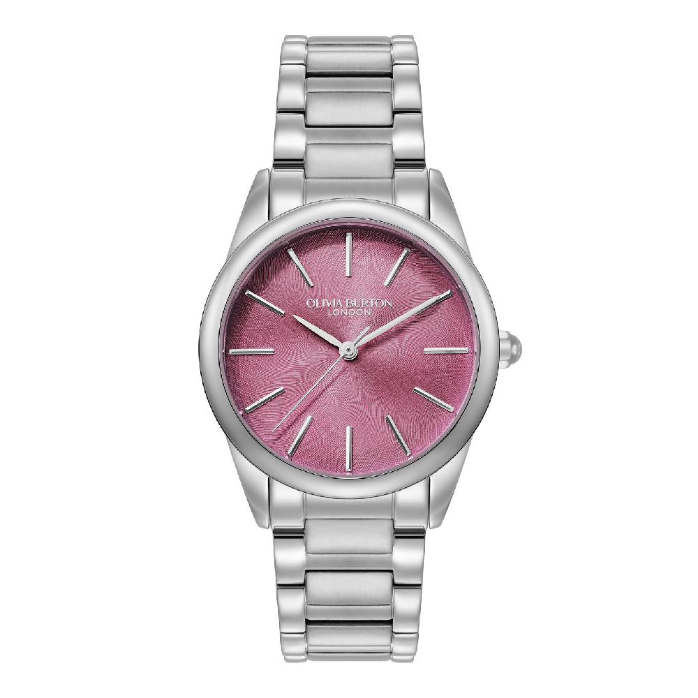 olivia burton 34mm Glowful Pink Crush & Silver Bracelet Watch