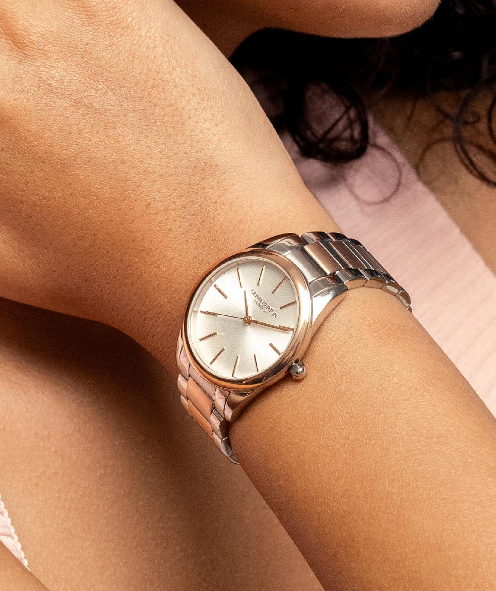 Olivia Burton 34mm Glowful White & Two Tone Bracelet Watch