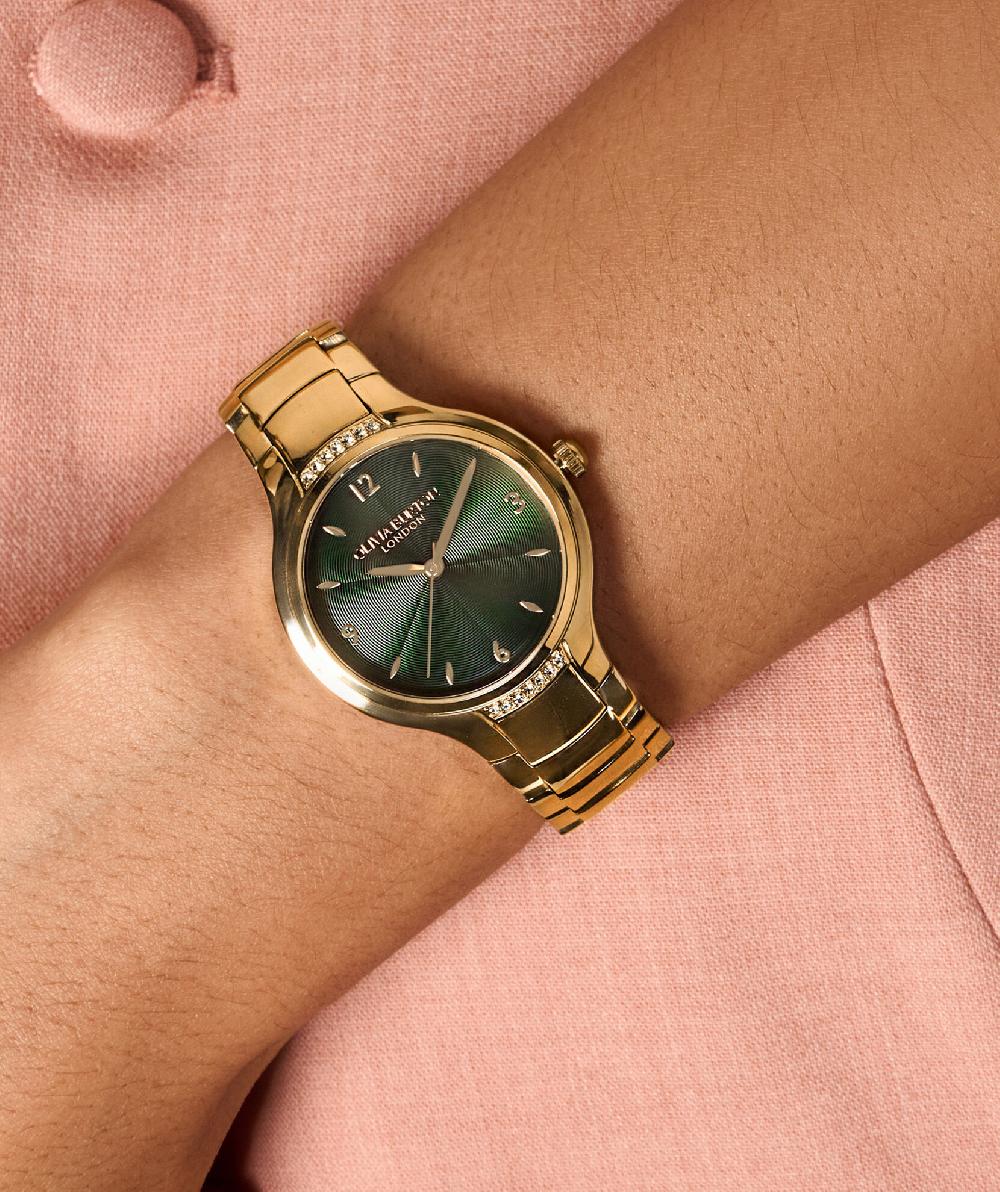Olivia Burton 34mm Lea Forest Green & Gold Bracelet Watch