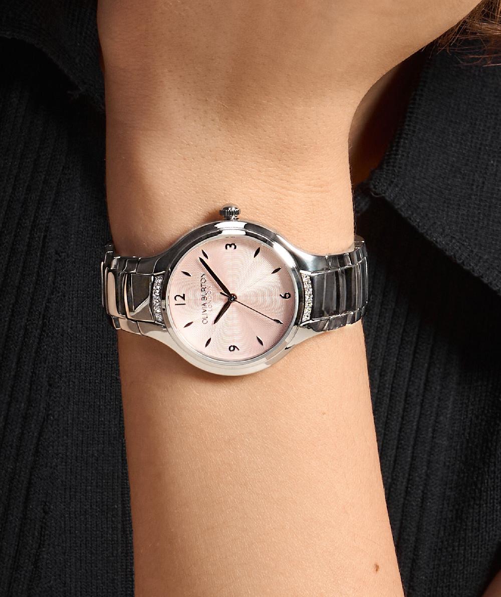 Olivia Burton 34mm Lea Light Blush & Silver Bracelet Watch