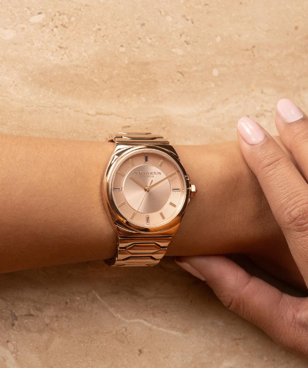 Olivia Burton 34mm Lustre Carnation & Rose Gold Bracelet Watch