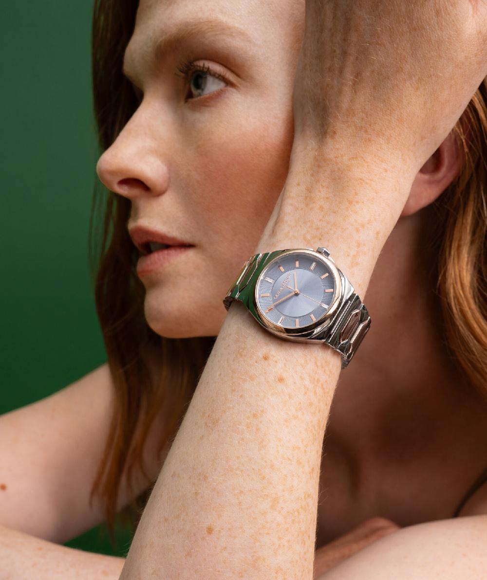 Olivia Burton 34mm Lustre Chalk Blue & Two Tone Bracelet Watch