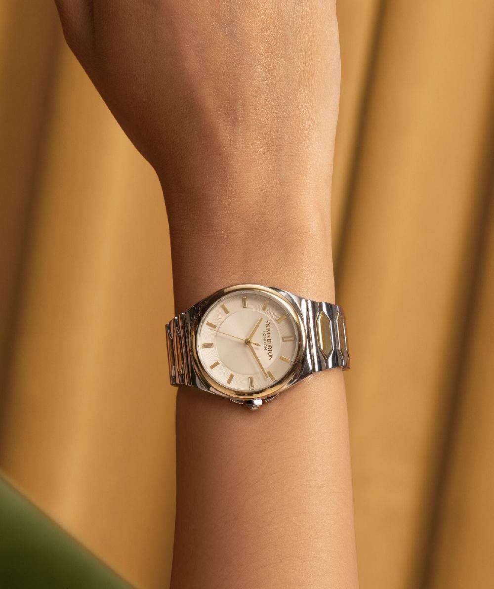 Olivia Burton 34mm Lustre Ivory & Two Tone Bracelet Watch