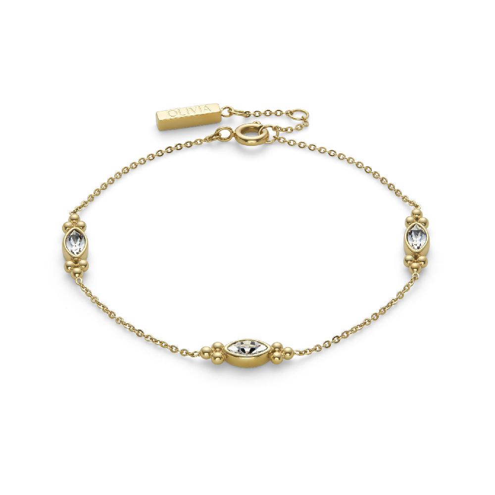 Olivia Burton 34mm Lustre Ivory & Two Tone Bracelet Watch & Dainty Bracelet Gift Set