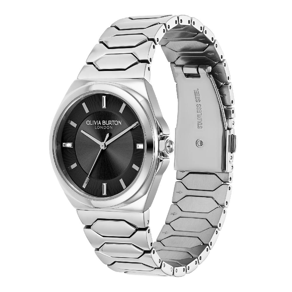 Olivia Burton 34mm Lustre Onyx & Silver Bracelet Watch