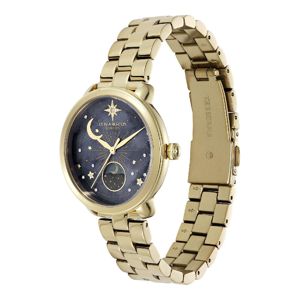 Olivia Burton 34mm Moon Phase Black & Gold Bracelet Watch
