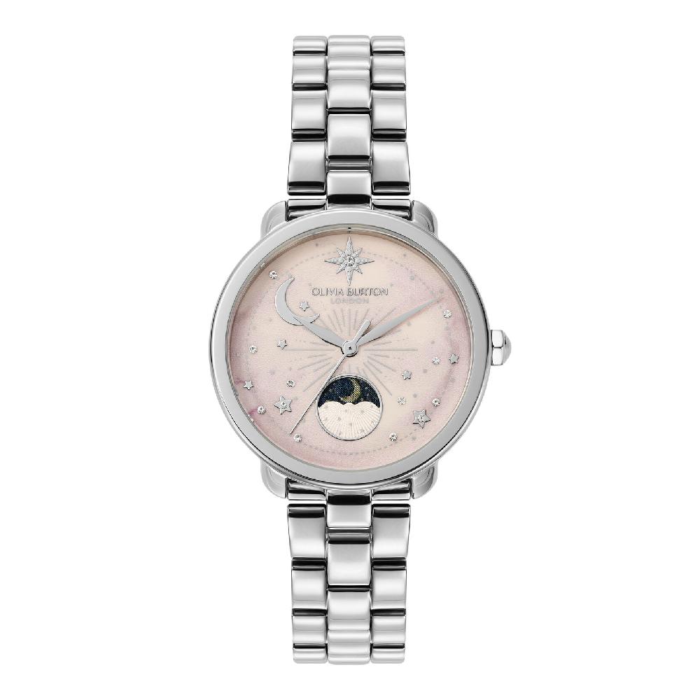 olivia burton 34mm Moon Phase Pink & Silver Bracelet Watch