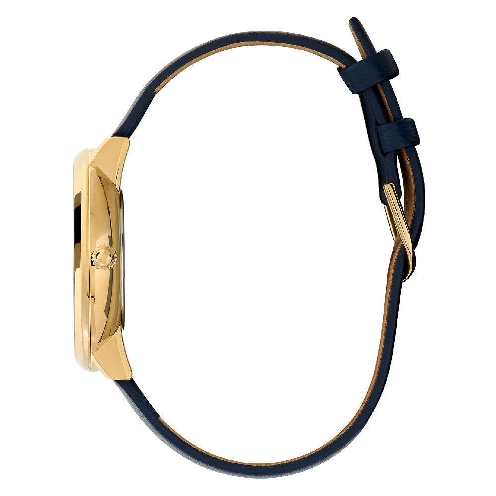 Olivia Burton 35mm Nova Slim Gold & Sapphire Blue Leather Strap Watch