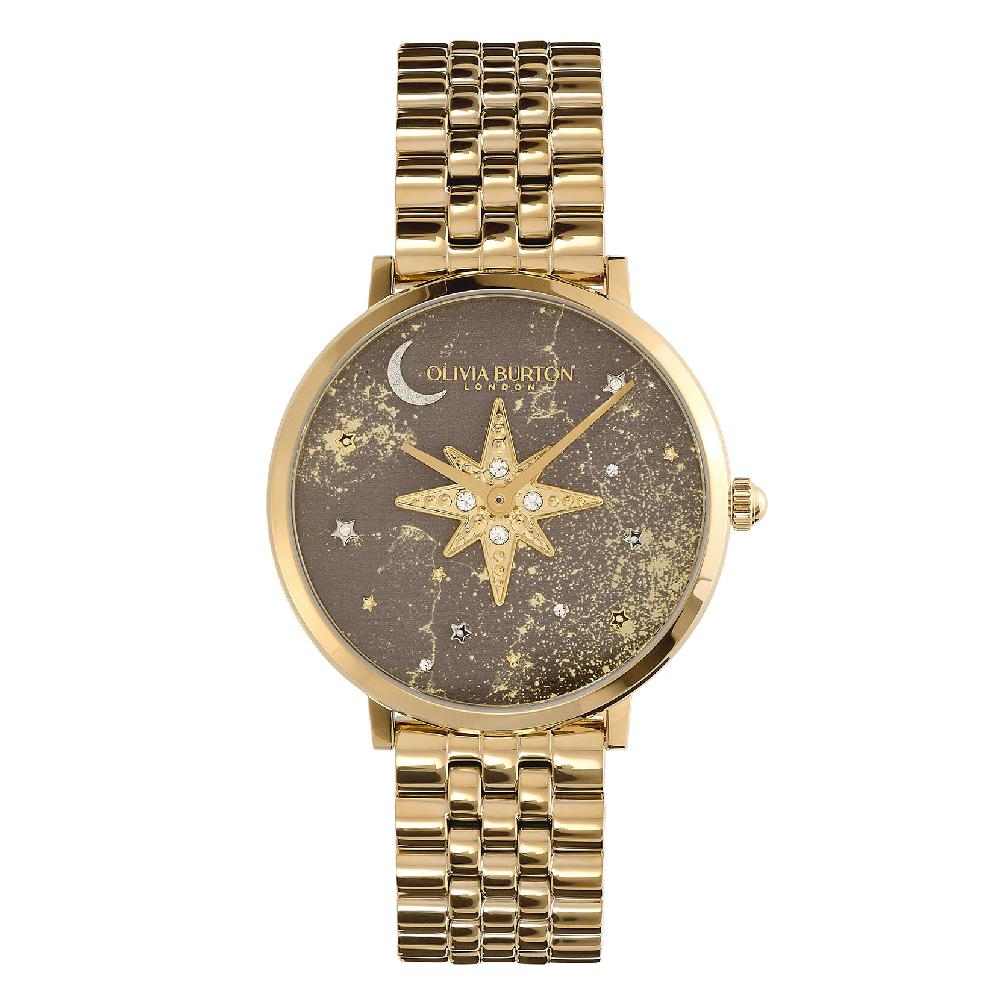 olivia burton 35mm Nova Slim Mushroom & Gold Bracelet Watch