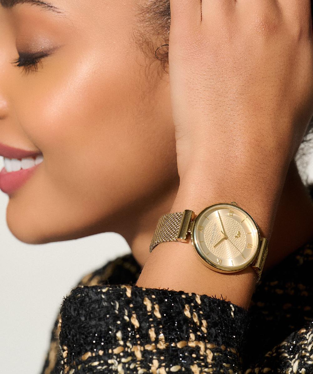 Olivia Burton 36mm Minima Bee T-Bar Gold Mesh Watch