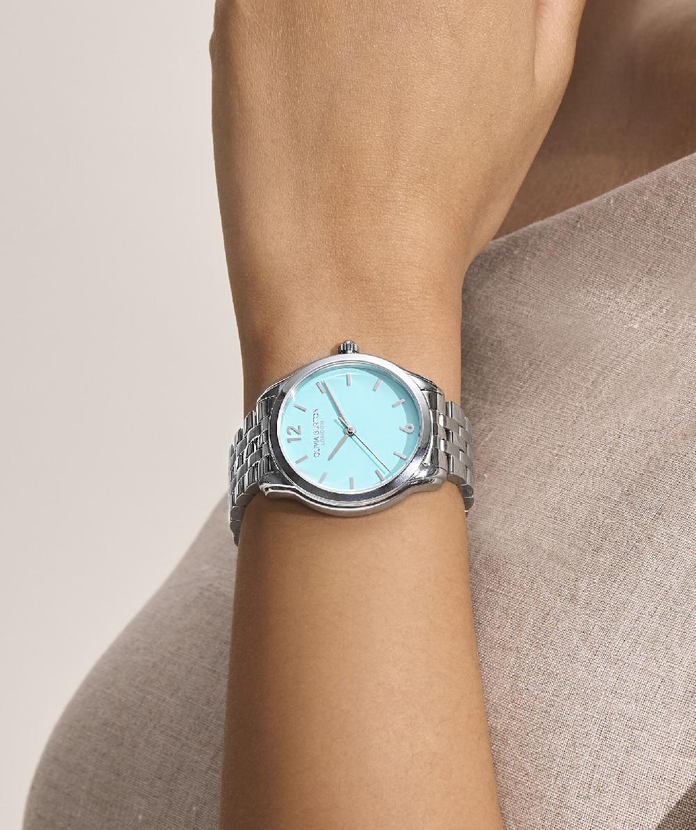 Olivia Burton 36mm Starlight Color Turquoise & Silver Bracelet Watch