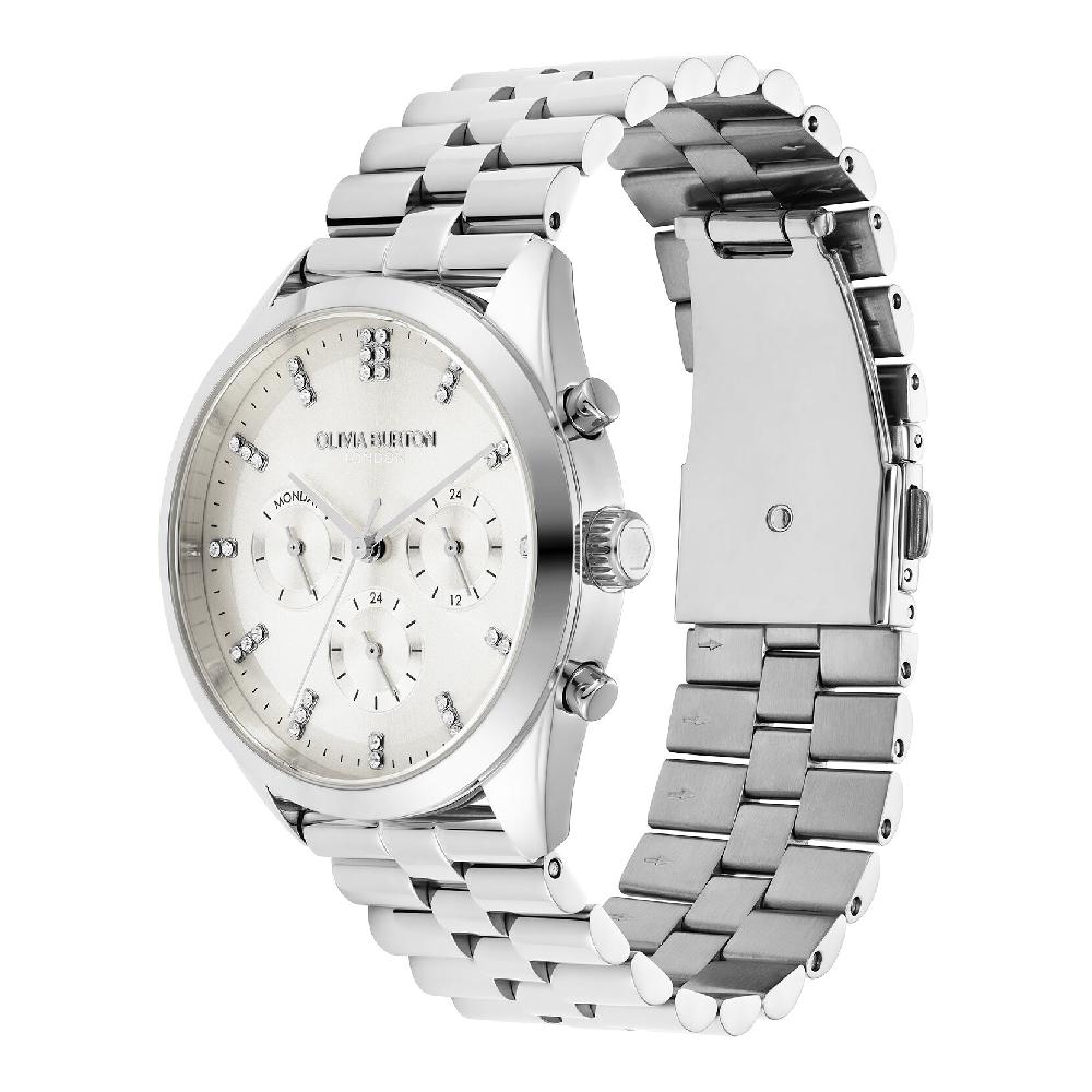 Olivia Burton 38mm City Classic Multifunction Silver Bracelet Watch