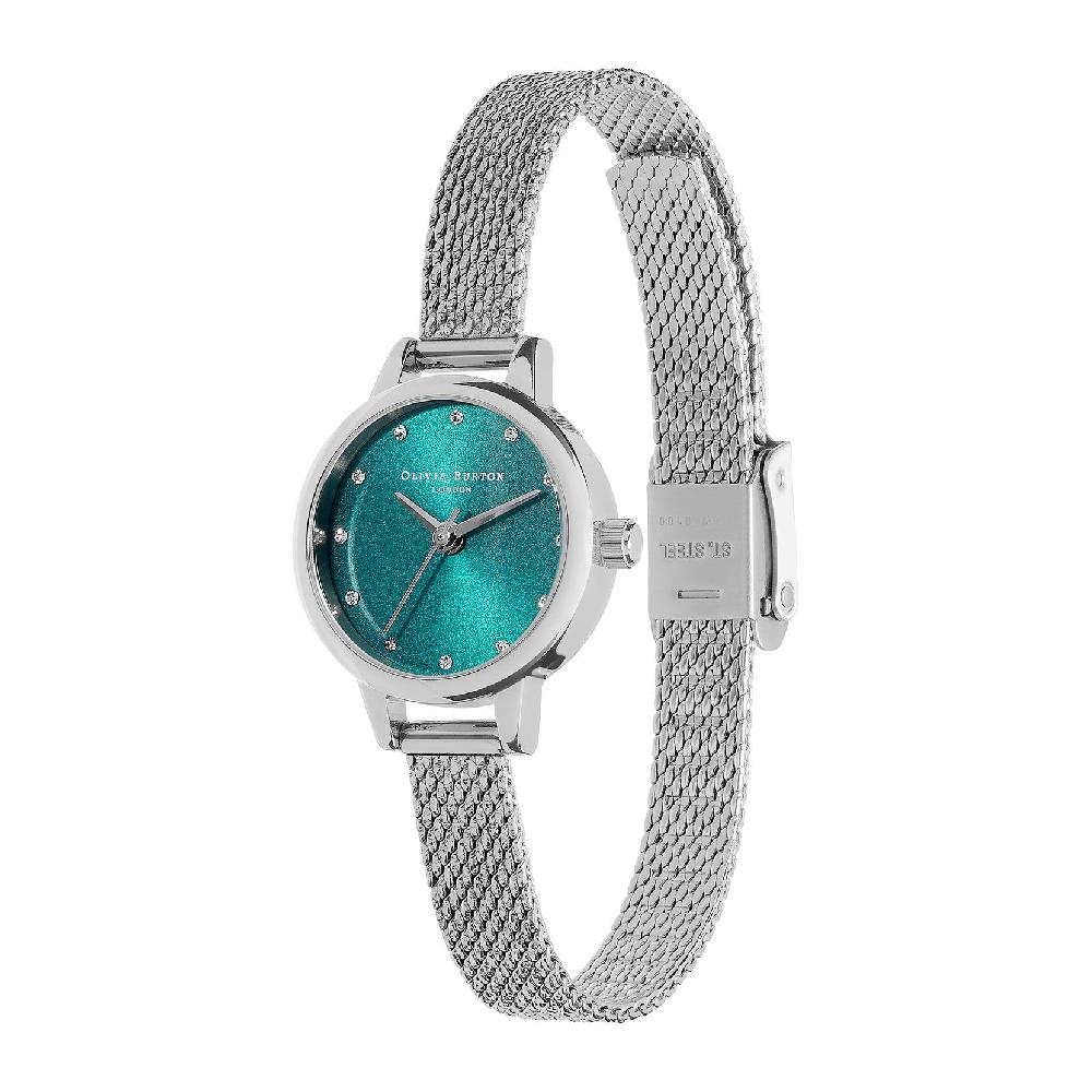 Olivia Burton 23mm Teal & Silver Mesh Watch
