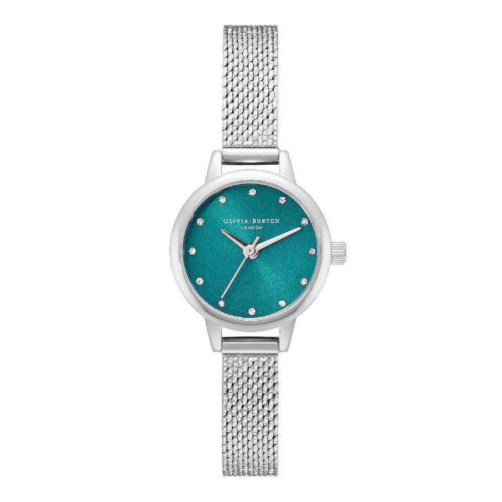 olivia burton 23mm Teal & Silver Mesh Watch