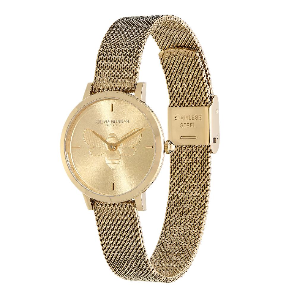 Olivia Burton 28mm Bee Ultra Slim Gold Mesh Watch