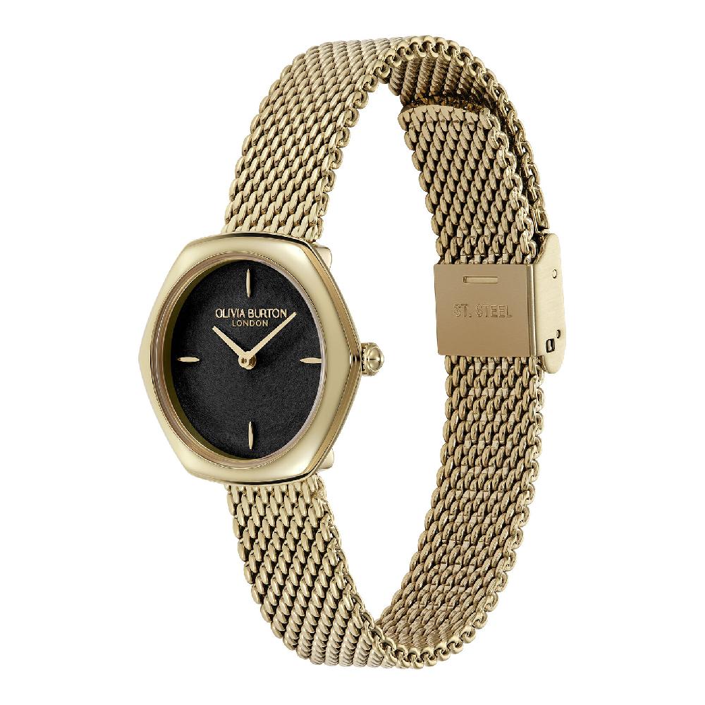 Olivia Burton 28mm Charing Black & Gold Mesh Watch