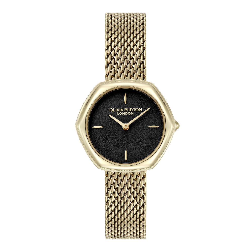 olivia burton 28mm Charing Black & Gold Mesh Watch