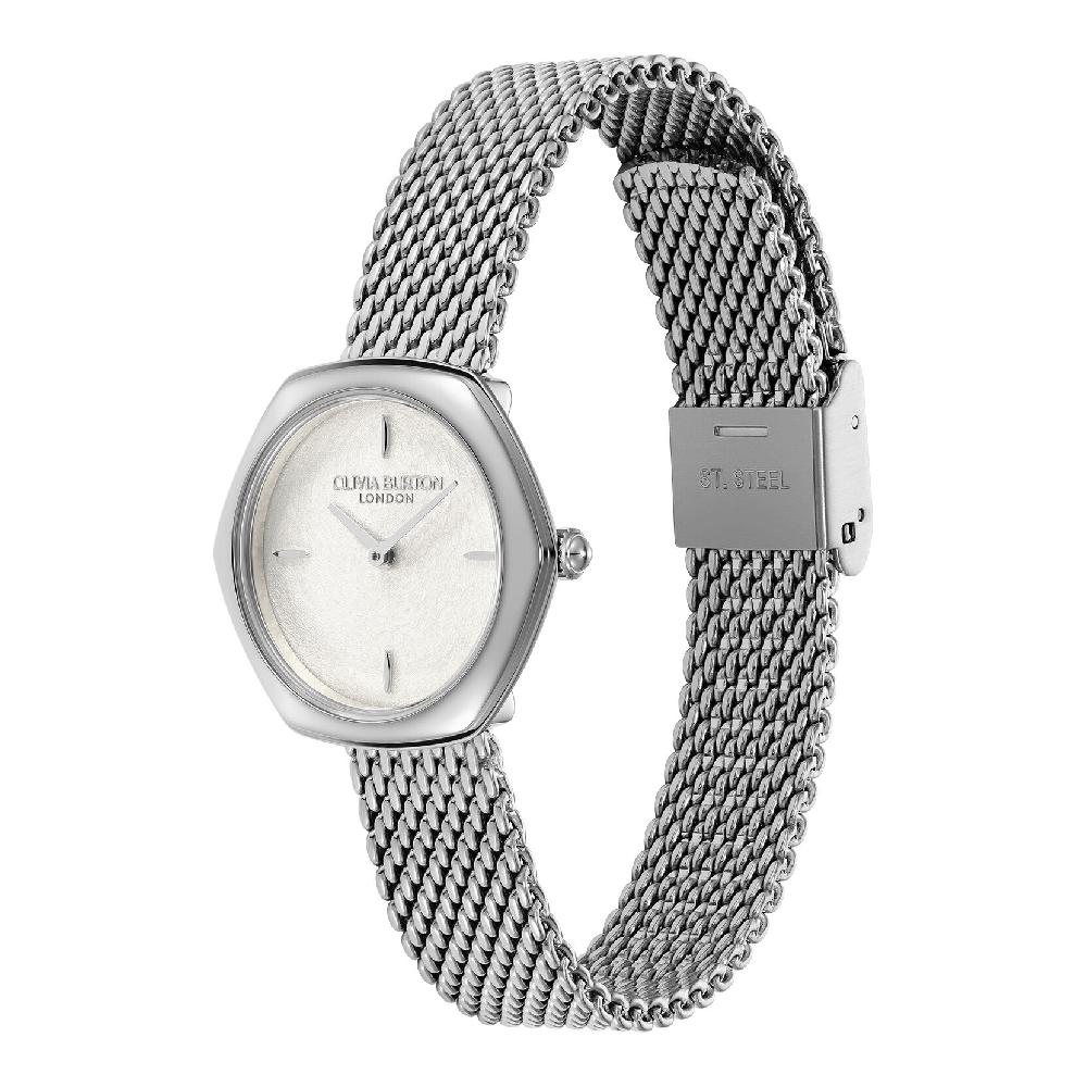 Olivia Burton 28mm Charing Silver Mesh Watch
