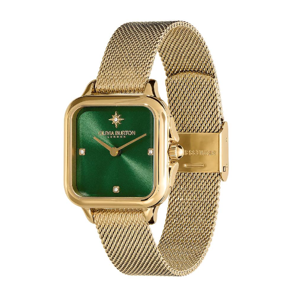 Olivia Burton 28mm Grosvenor Green & Gold Mesh Watch
