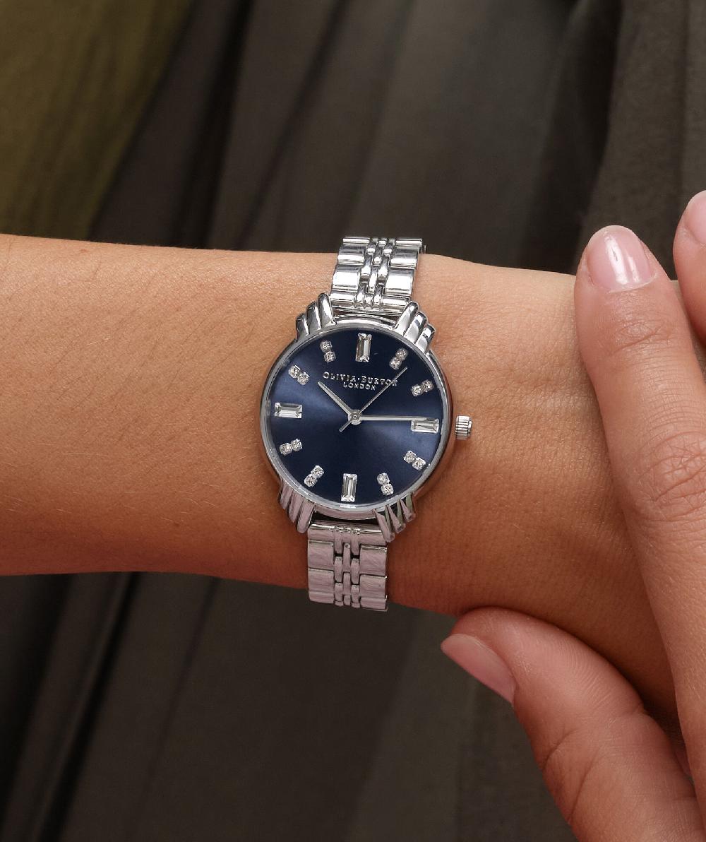 Olivia Burton 30mm Blue & Silver Bracelet Watch