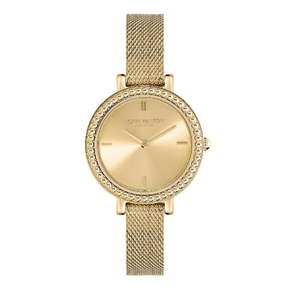 olivia burton 30mm Vintage Bead Gold Mesh Watch