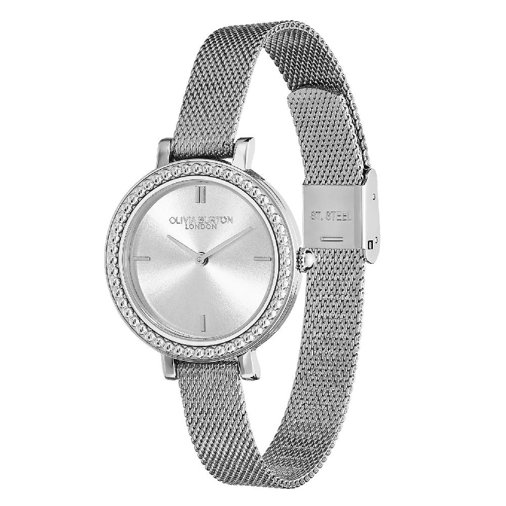 Olivia Burton 30mm Vintage Bead Silver Mesh Watch