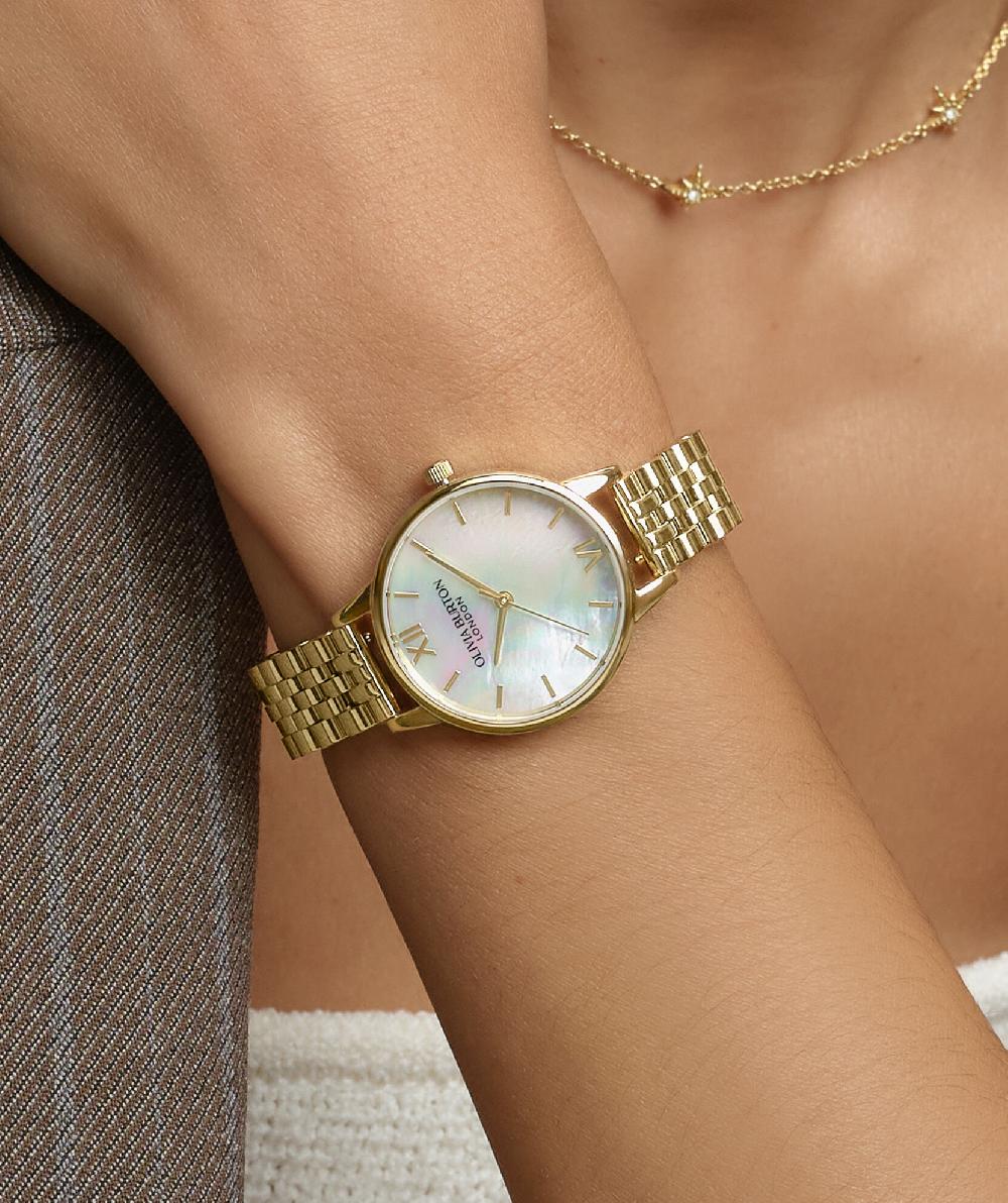 Olivia Burton 30mm White & Gold Bracelet Watch