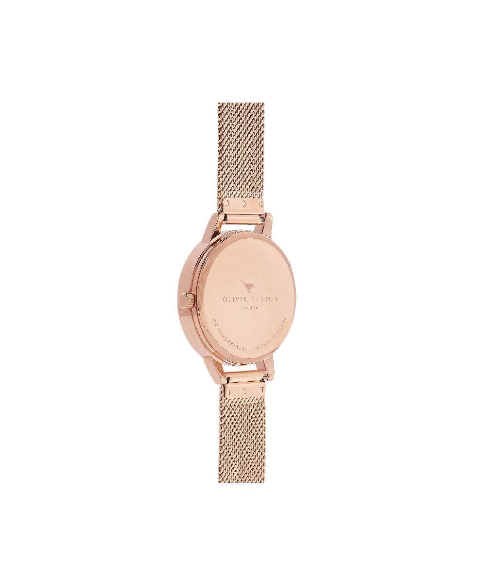 Olivia Burton 30mm White & Rose Gold Mesh Watch