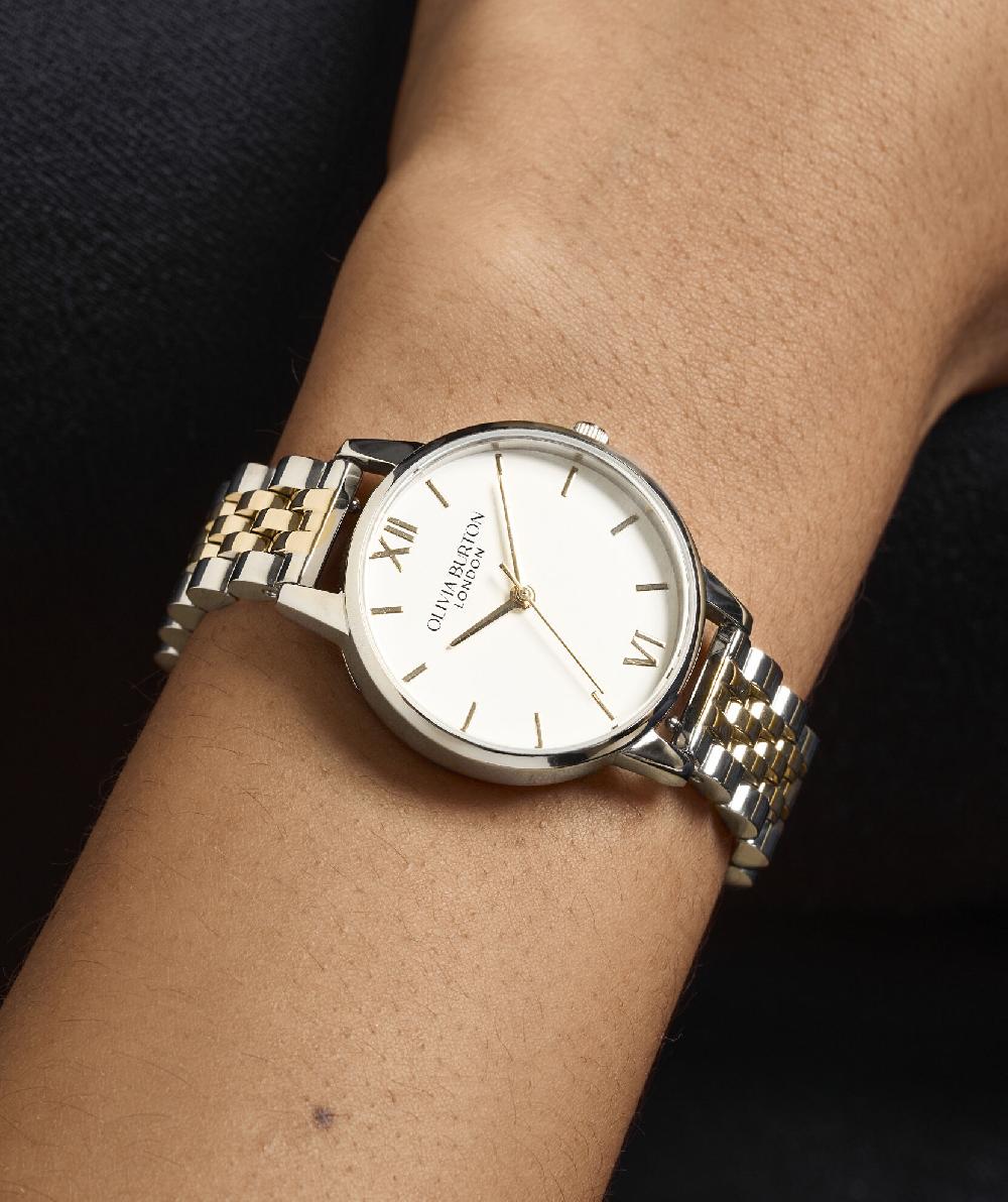 Olivia Burton 30mm White & Two Tone Bracelet Watch