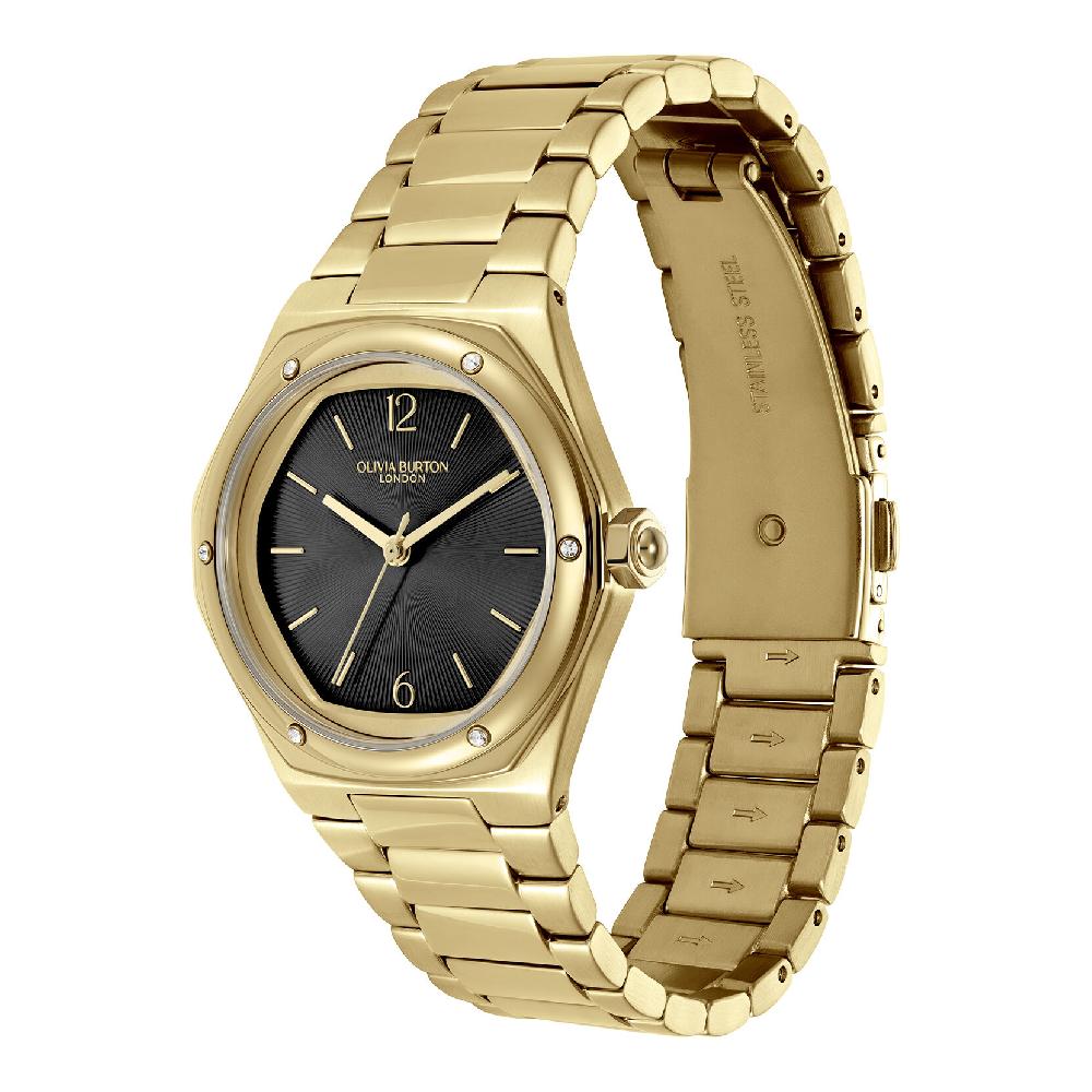 Olivia Burton 33mm Hexa Black & Gold Bracelet Watch
