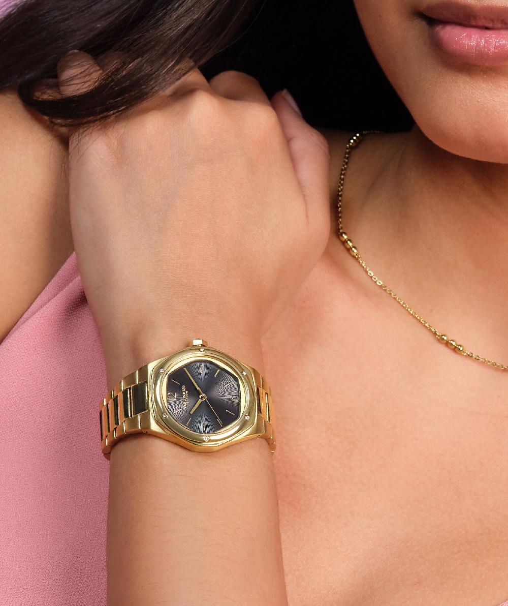 Olivia Burton 33mm Hexa Black & Gold Bracelet Watch