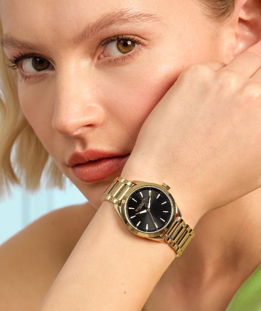 Olivia Burton 34mm Geo Black & Gold Bracelet Watch