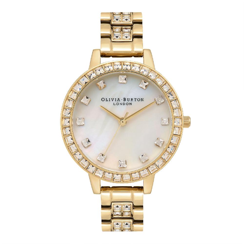 olivia burton 34mm White & Gold Bracelet Watch