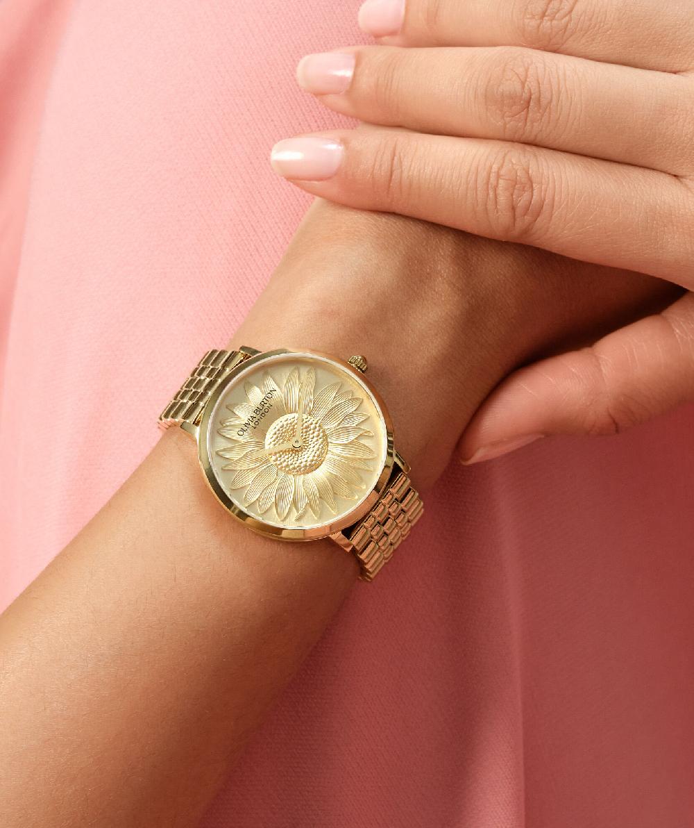 Olivia Burton 36mm Sunflower Gold Bracelet Watch