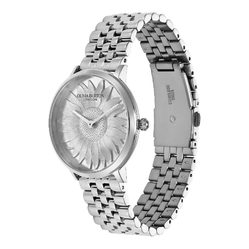 Olivia Burton 36mm Sunflower Silver Bracelet Watch