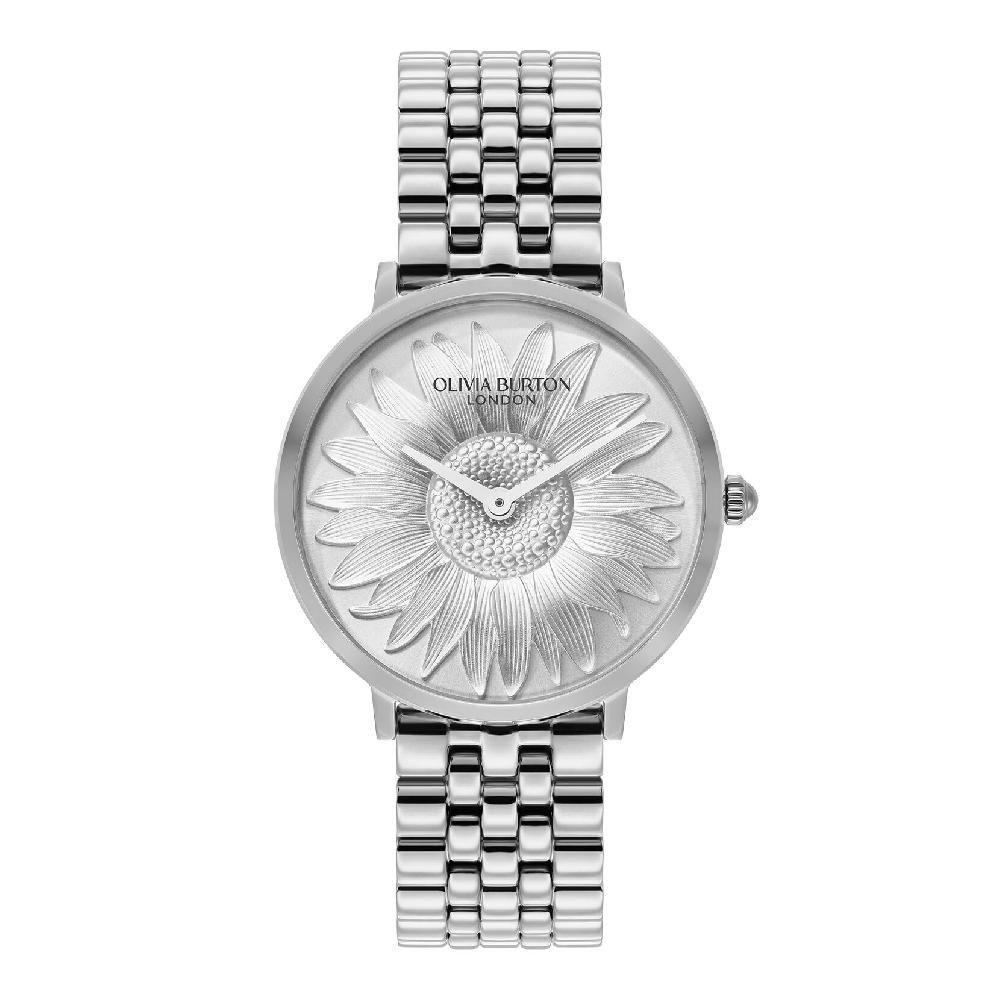 olivia burton 36mm Sunflower Silver Bracelet Watch