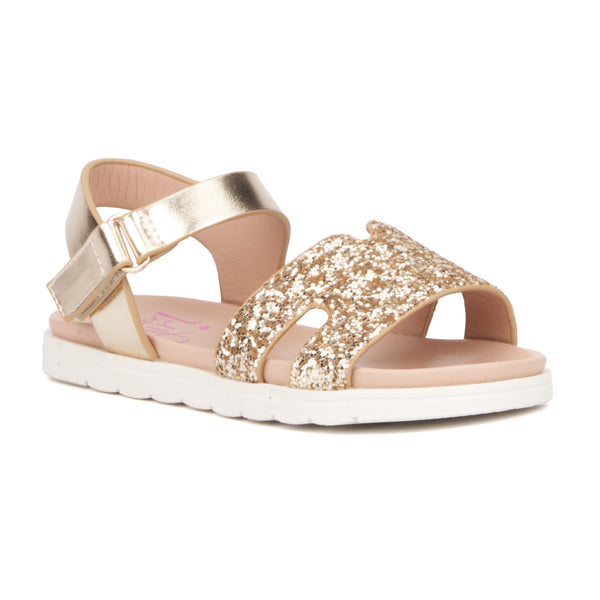 olivia miller Girl's Toddler Glitter Glow Slide Sandals