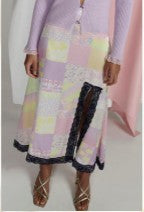 Olivia Rubin Adrianne Light Patchwork Silk Skirt SAMPLE