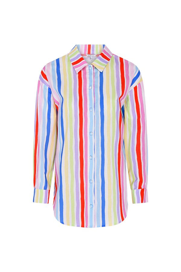Olivia Rubin Arin Painted Stripe Cotton Oversized Shirt