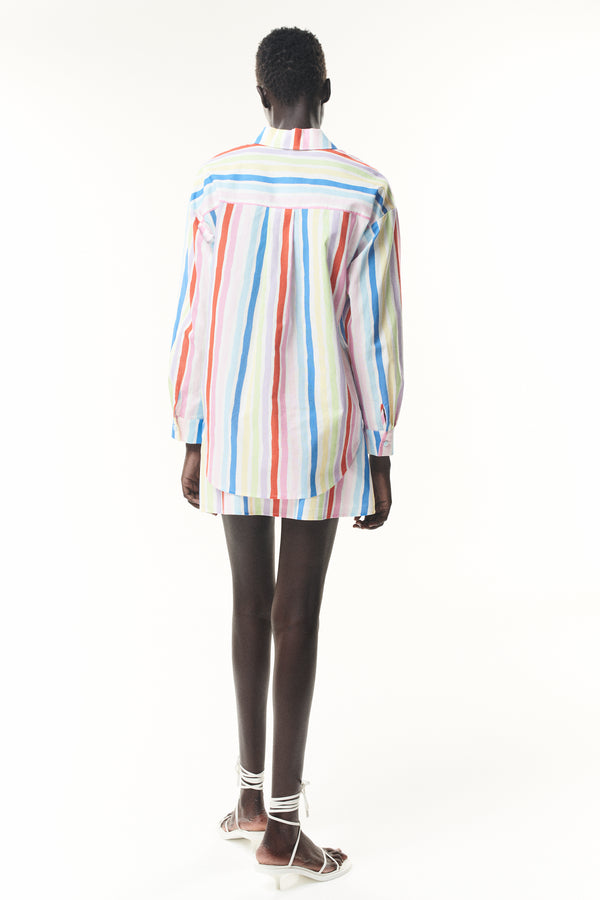 Olivia Rubin Arin Painted Stripe Cotton Oversized Shirt