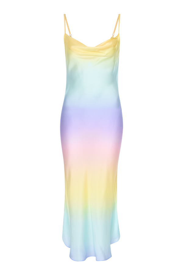Olivia Rubin Aubrey Pastel Ombre Silk Satin Slip Dress RENTAL