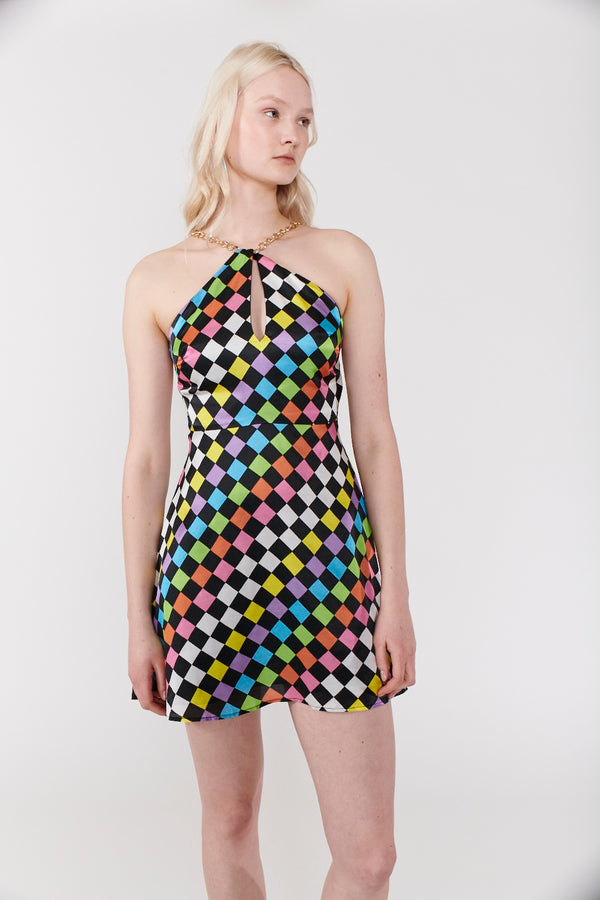 olivia rubin Bertie Rainbow Harlequin Sequin Mini Dress SAMPLE