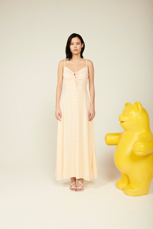 Olivia Rubin Jolene Harlequin Satin Midi Dress SAMPLE