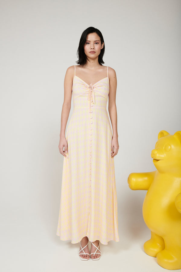 olivia rubin Jolene Harlequin Satin Midi Dress SAMPLE