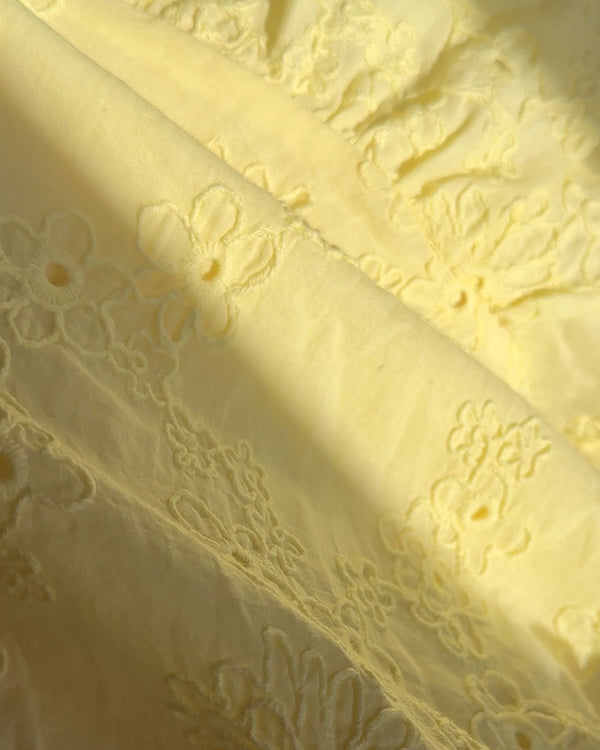 Olivia Rubin Kinza Tiered Yellow Broderie Maxi Skirt