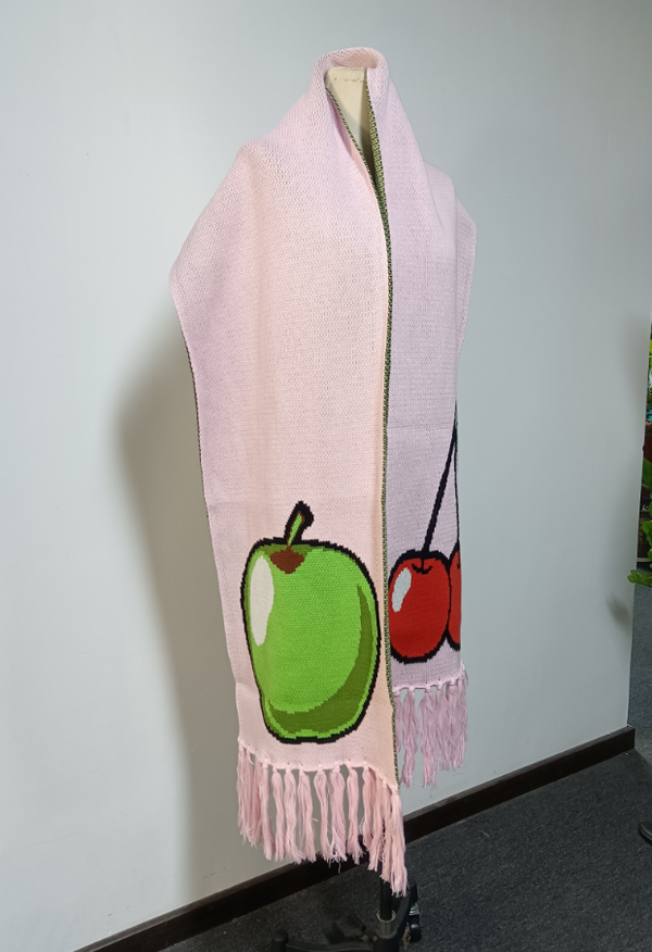 Olivia Rubin Landry Pink Apple Cherry Knitted Scarf